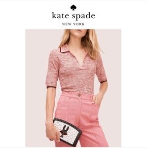 Kate Spade Fine Knit Polo Sweater Berry Size Xl